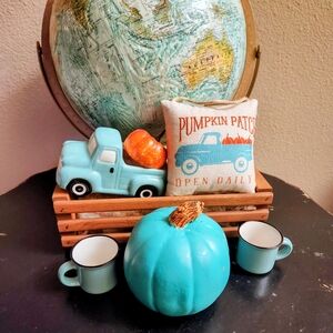 Teal Pumpkin and Truck Decor Set
